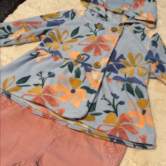 OshKosh B'gosh Floral Hooded Jacket and Pink Overalls - Picture 8 of 9